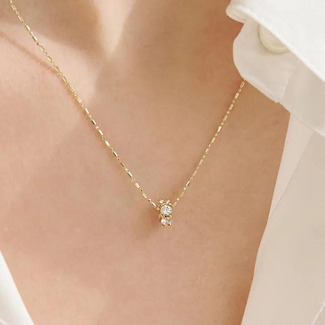 14k 레디언트 파인 풀 큐빅 팬던트 목걸이