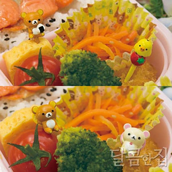 (일본) 리락쿠마 마스코트 도시락 일자픽 세트(6Pset 2type)  초등학생 유치원 소풍준비 캐릭터 도시락꾸미기 반찬꽂이 과일 이쑤시개