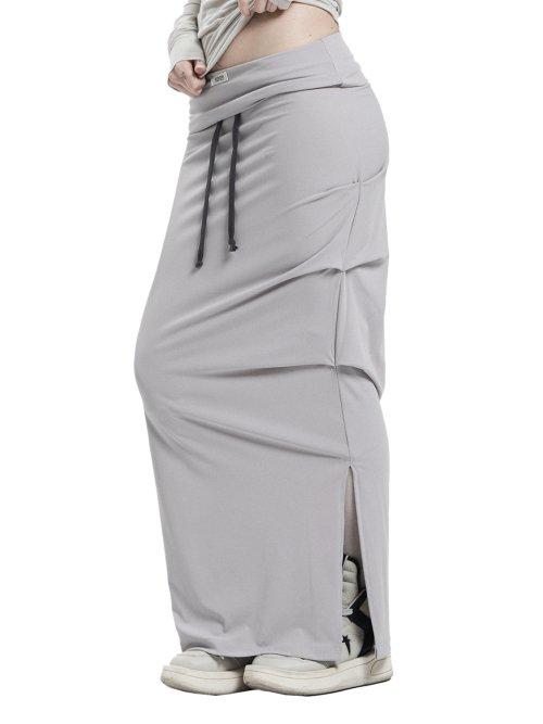 Jersey shirring skirt in sand beige