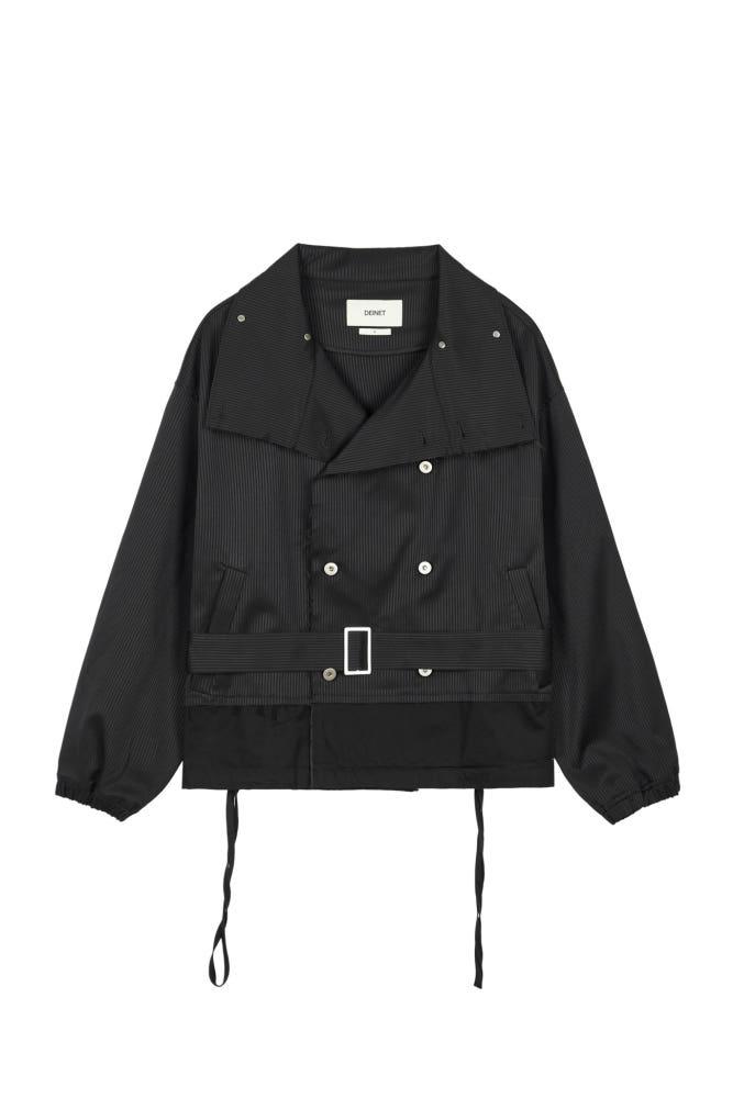 [보미 pick] STRIPE SHORT TRENCH JACKET IN BLACK