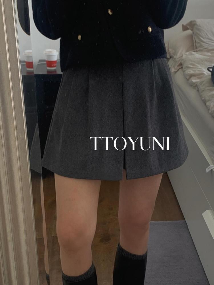 (블랙s차콜m당일) 리터 엠마 울 스커트 팬츠 riette (2col) 치마바지 떠유니