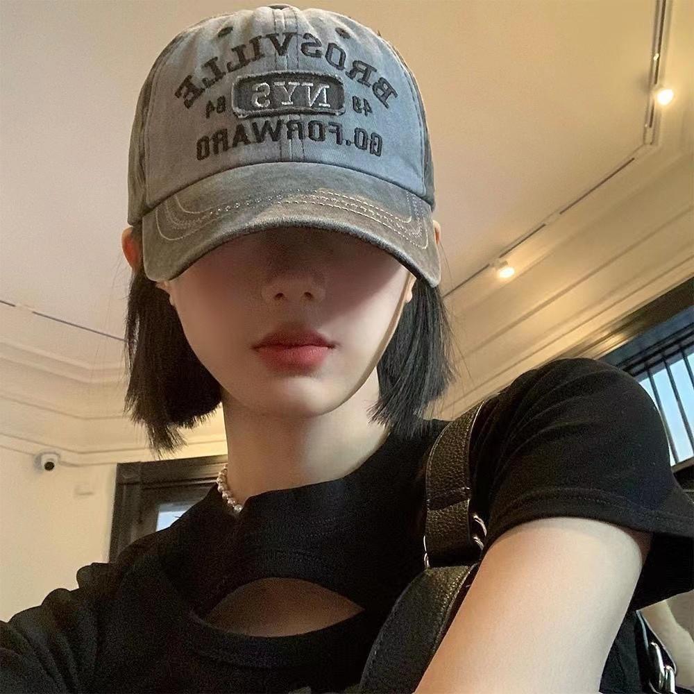 Y2k 빈티지 워싱 배색 피그 볼캡 레트로,뉴트로볼캡