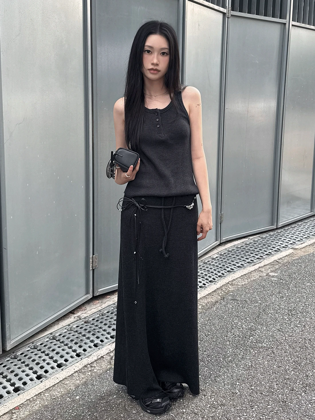 WAFFLE WASHING LONG SKIRTS