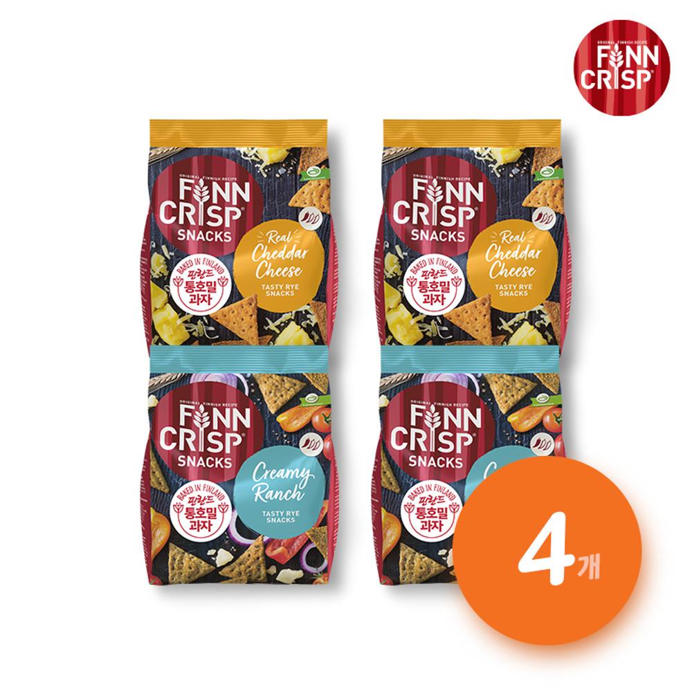 [핀크리스프] 통호밀스낵세트(랜치 150g x 2개 + 체다치즈 150g x 2개)_Finncrisp