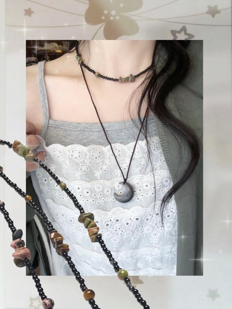 루나 천연석 빈티지 에스닉 초커(3color)