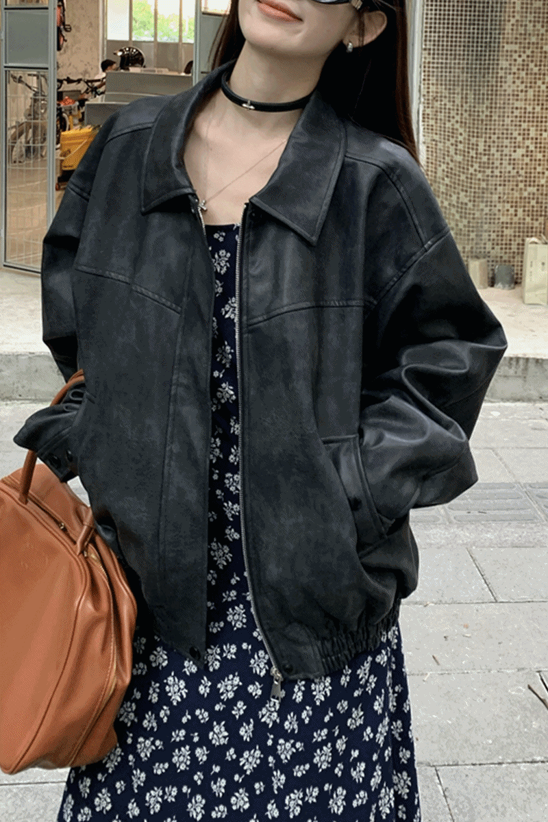 [빈티지/오버핏] 포릴 레더자켓 가죽자켓 자켓