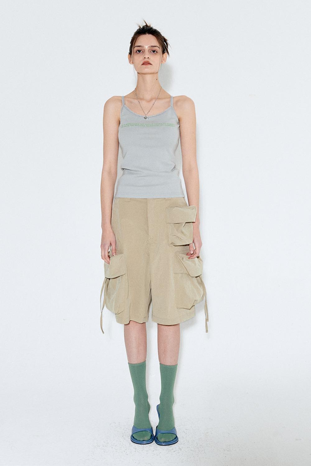Banding work midi cargo pants [Beige]