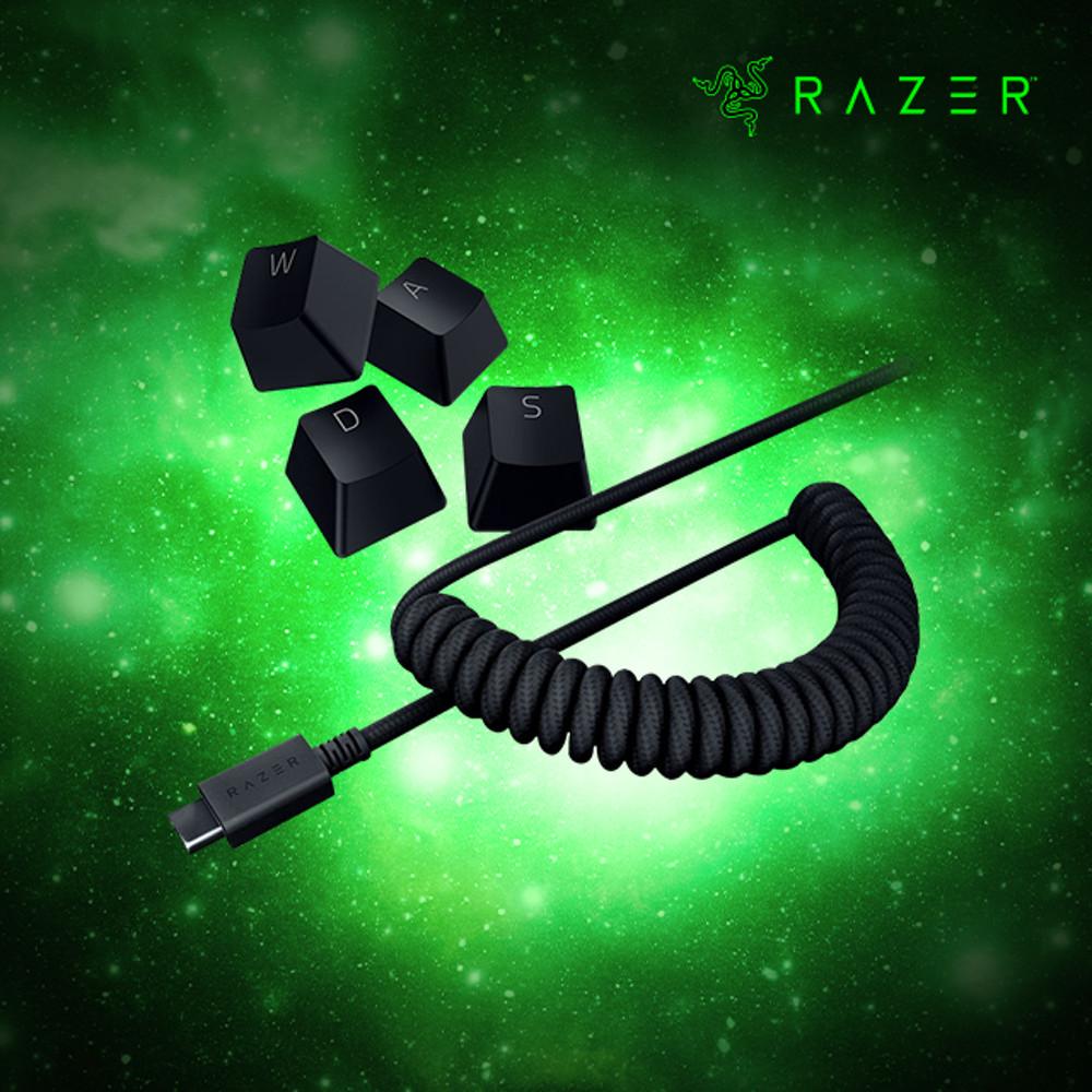 레이저 PBT 키캡 코일케이블 세트 Coiled Cable Set - 블랙