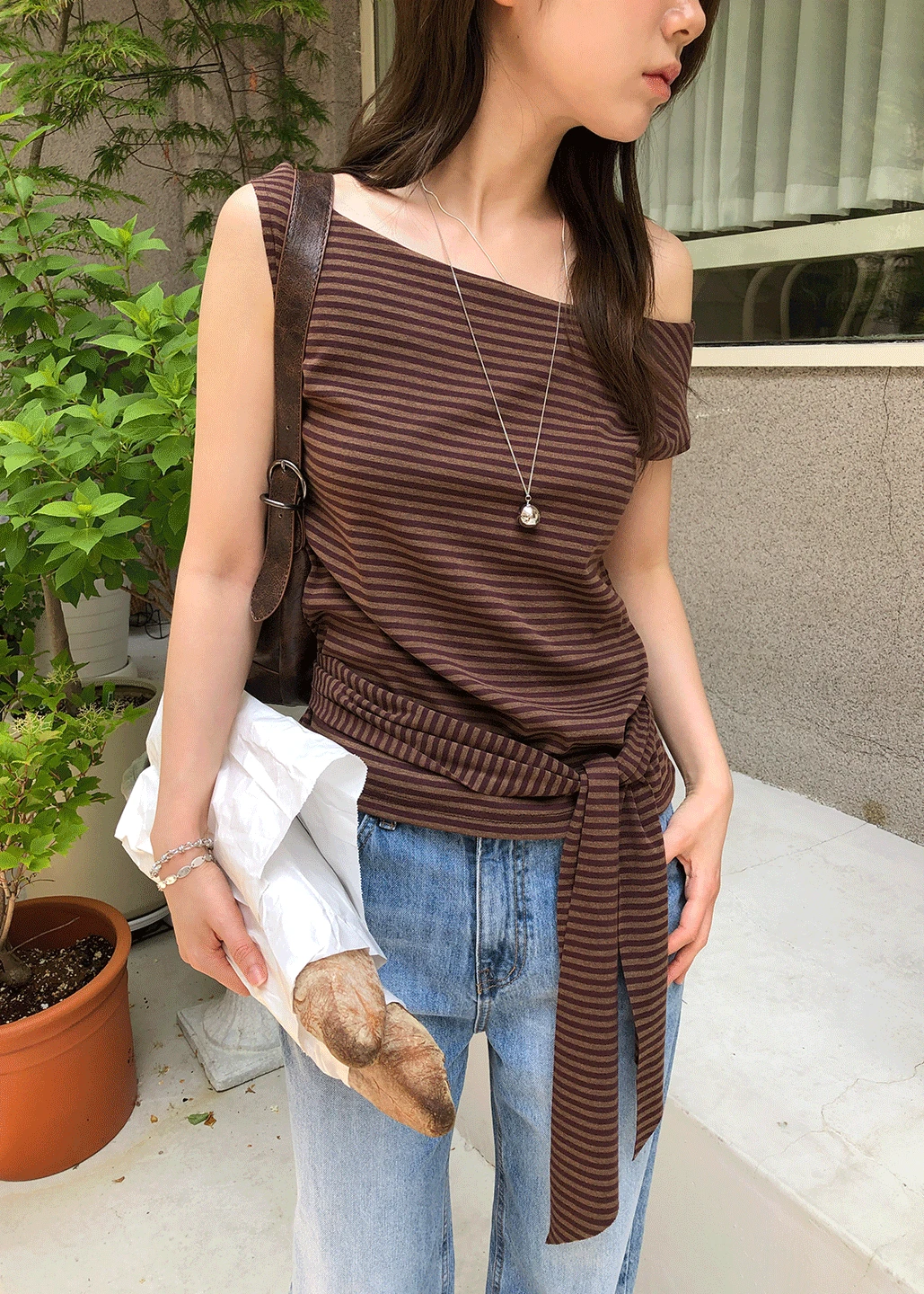 STRIPE SLEEVELESS TOP SET