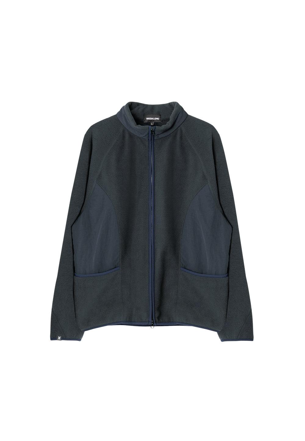 Fleece half neck zip-up - CHARCOAL