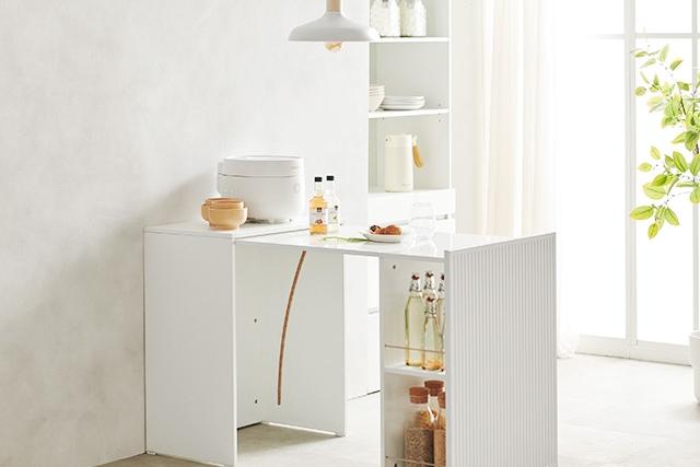 아빌 폴딩 식탁 슬라이딩 접이식 테이블 확장형 원룸탁자 2colors