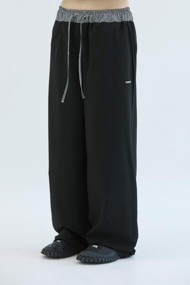 로고 체크 라운지 팬츠_블랙