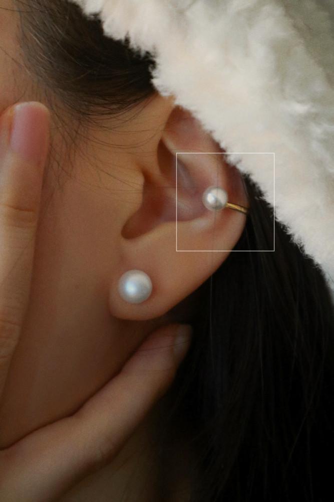 925silver 스왈 진주 이어커프 귀찌 1ea (2 color)