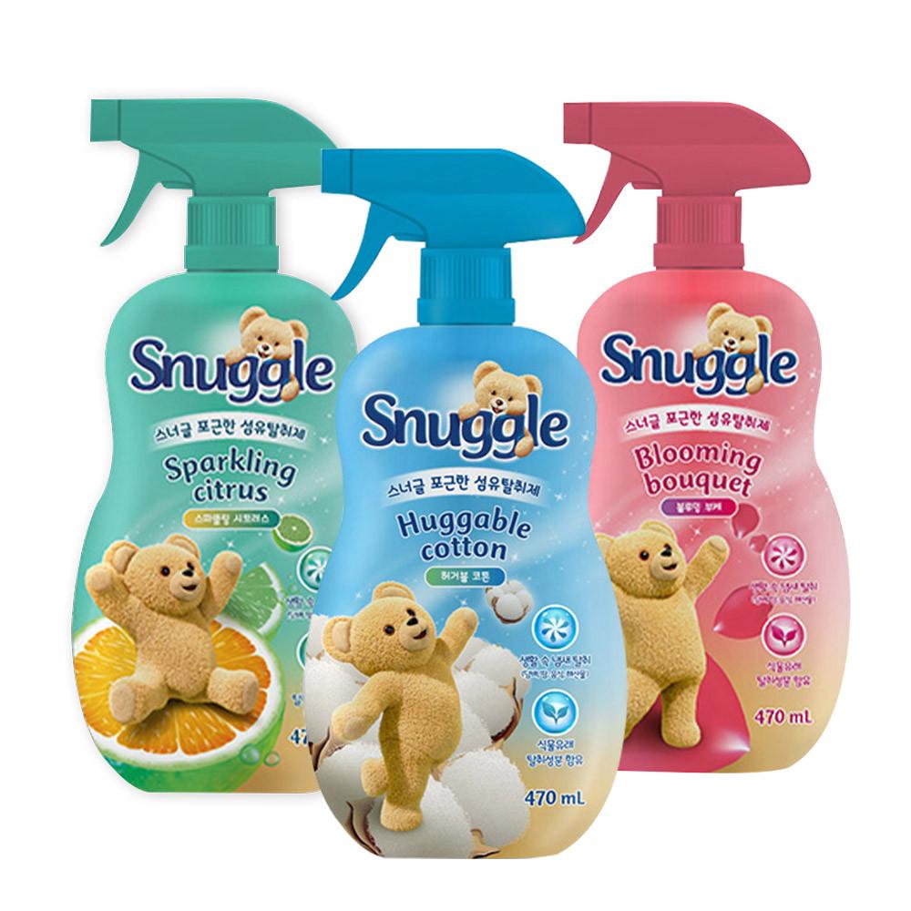 스너글 섬유탈취제 3종 허거블코튼 블루밍부케 스파클링시트러스 470ml 3개 섬유향수 냄새제거제