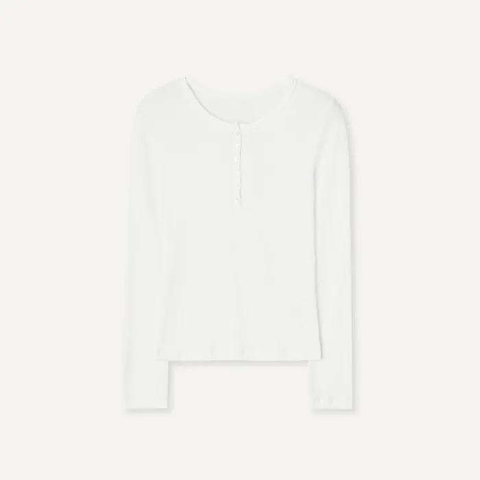 [2차리오더]SLOT BUTTON SLIM T-SHIRT (IVORY)