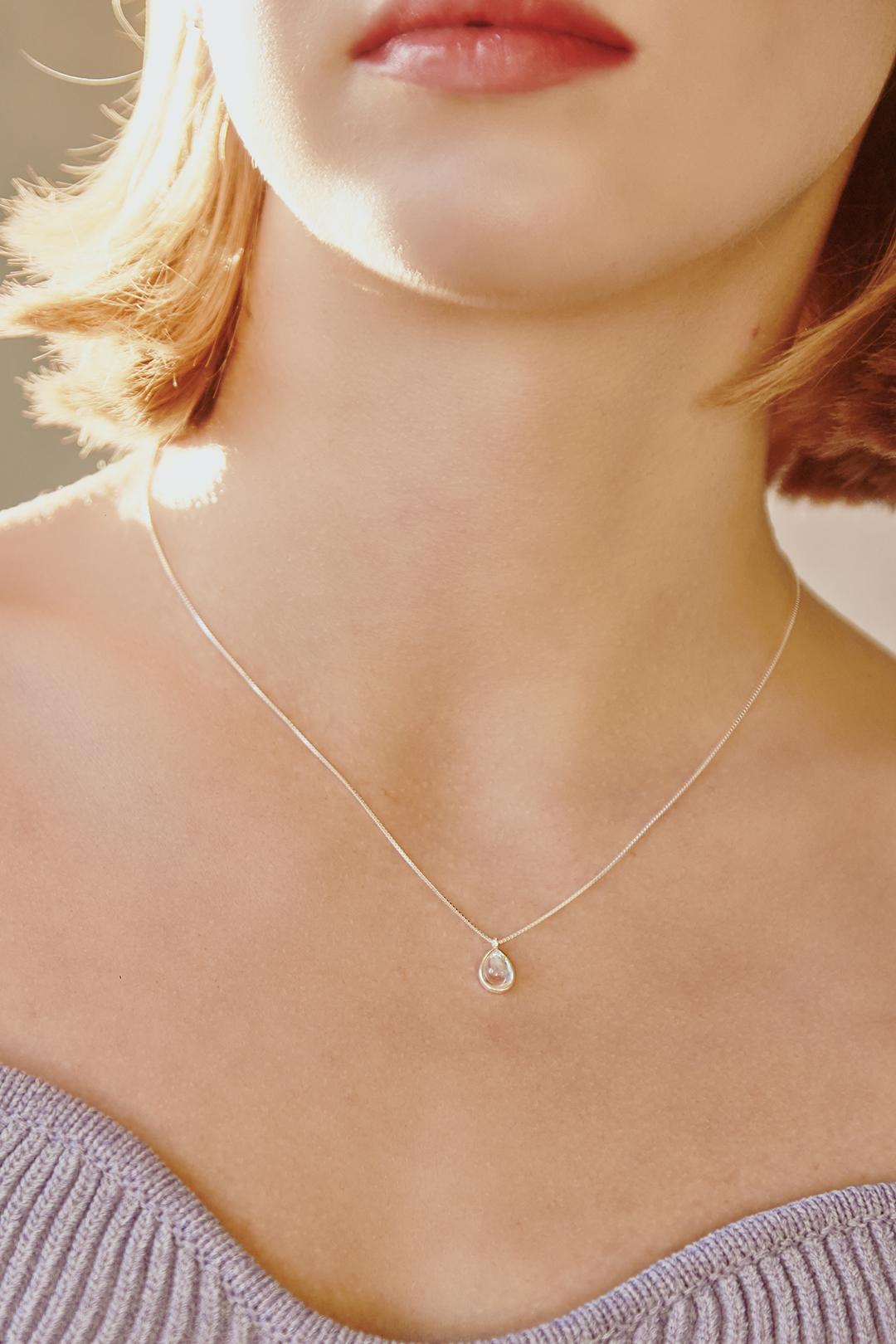 챠미 [셀럽 착용] silver pure glass-necklace