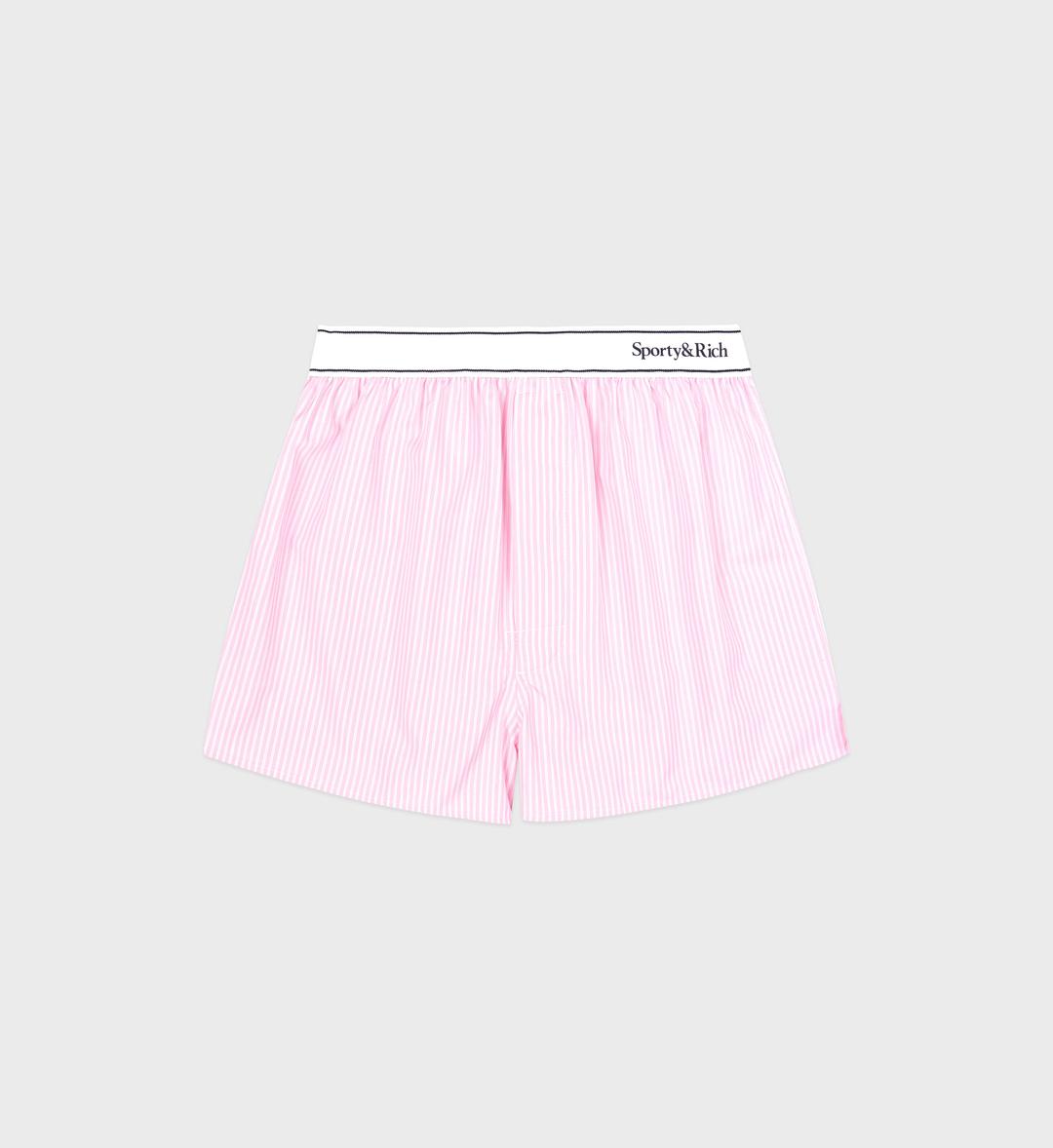 Serif Logo Boxer Short - Ballet/White - White/Ballet Stripe / X-Small