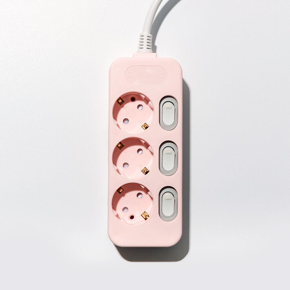 퍼스널탭 개별 3구 멀티탭 1M/3M, 베이비핑크