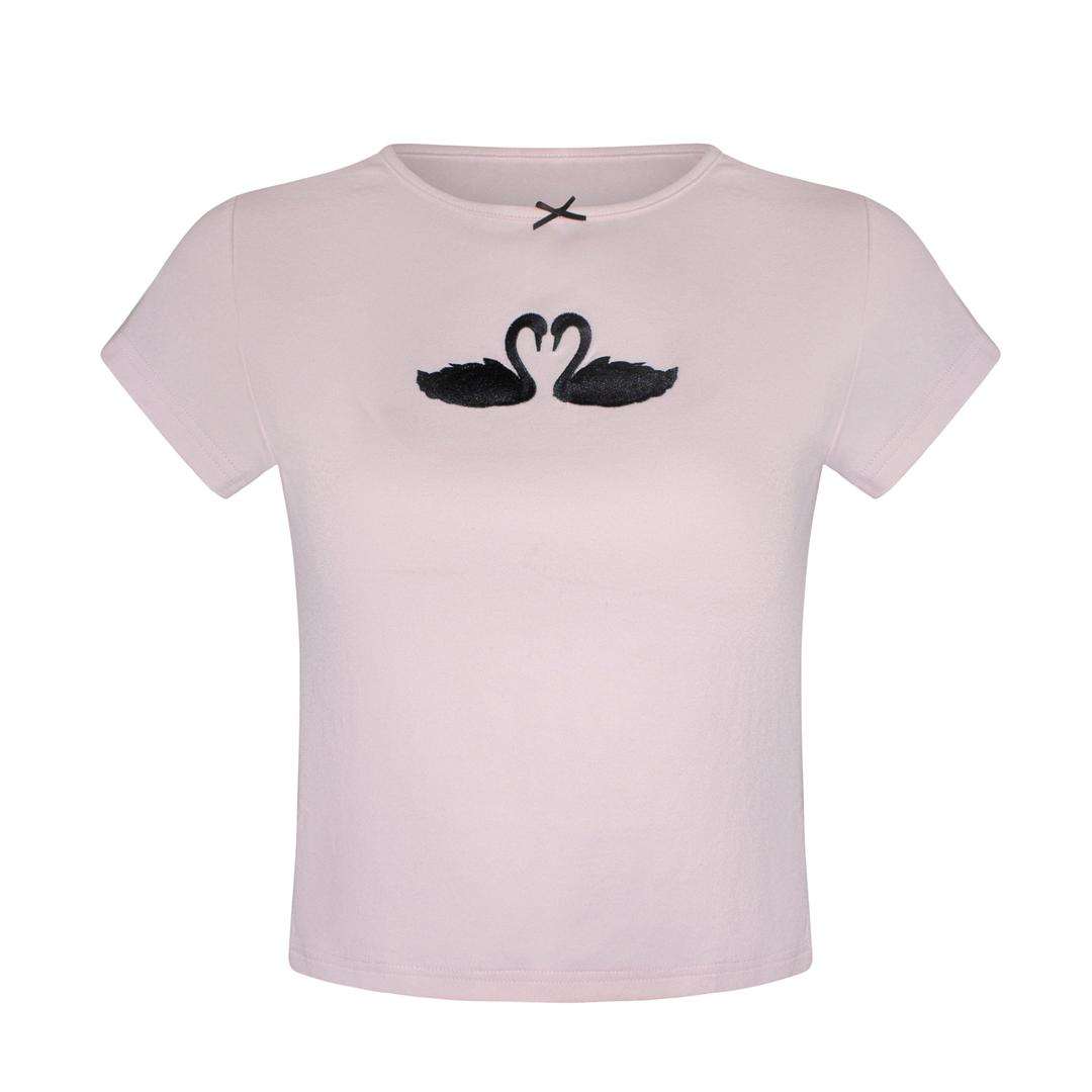 Black Swan Baby Tee - XS / Pink