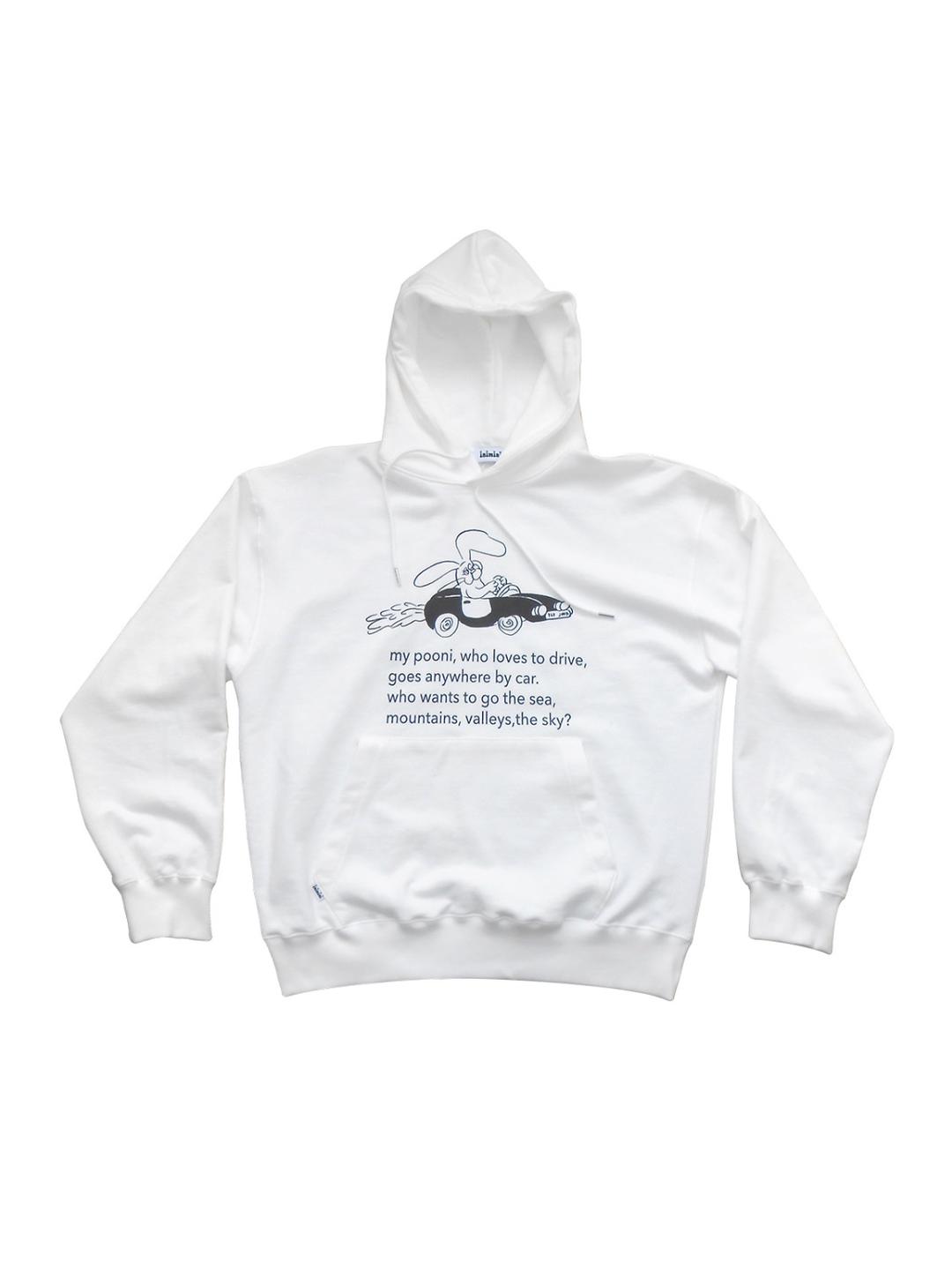 (made) pooni car hoodie_white