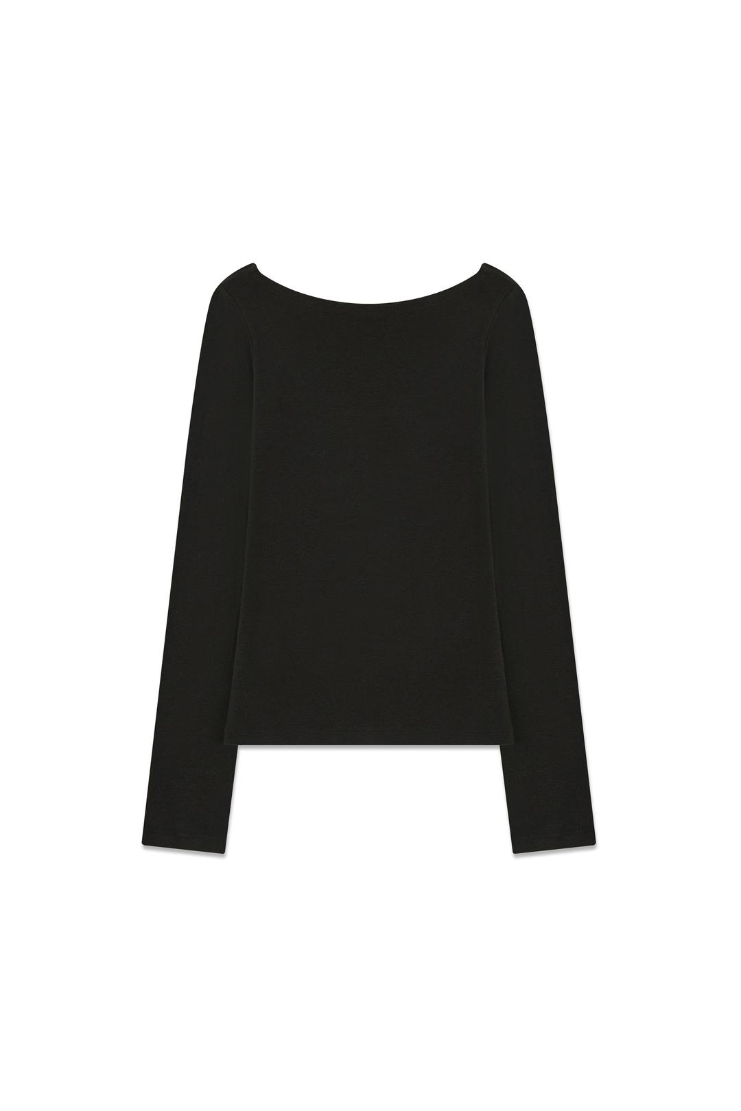 WOOL BACK SCOOP NECK T-SHIRTS (CHARCOAL)