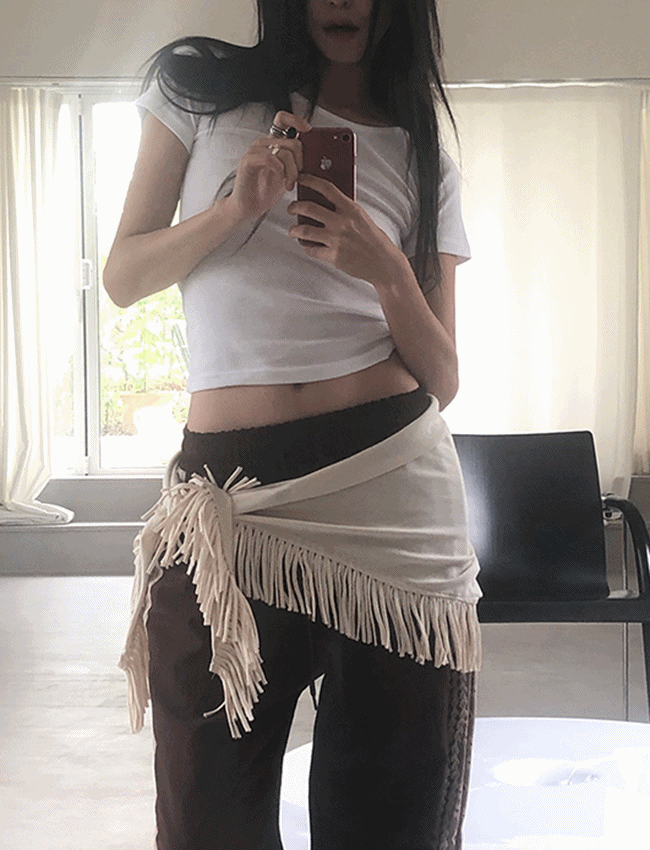 보헤미안 멀티 레이어드 스카프 프린지