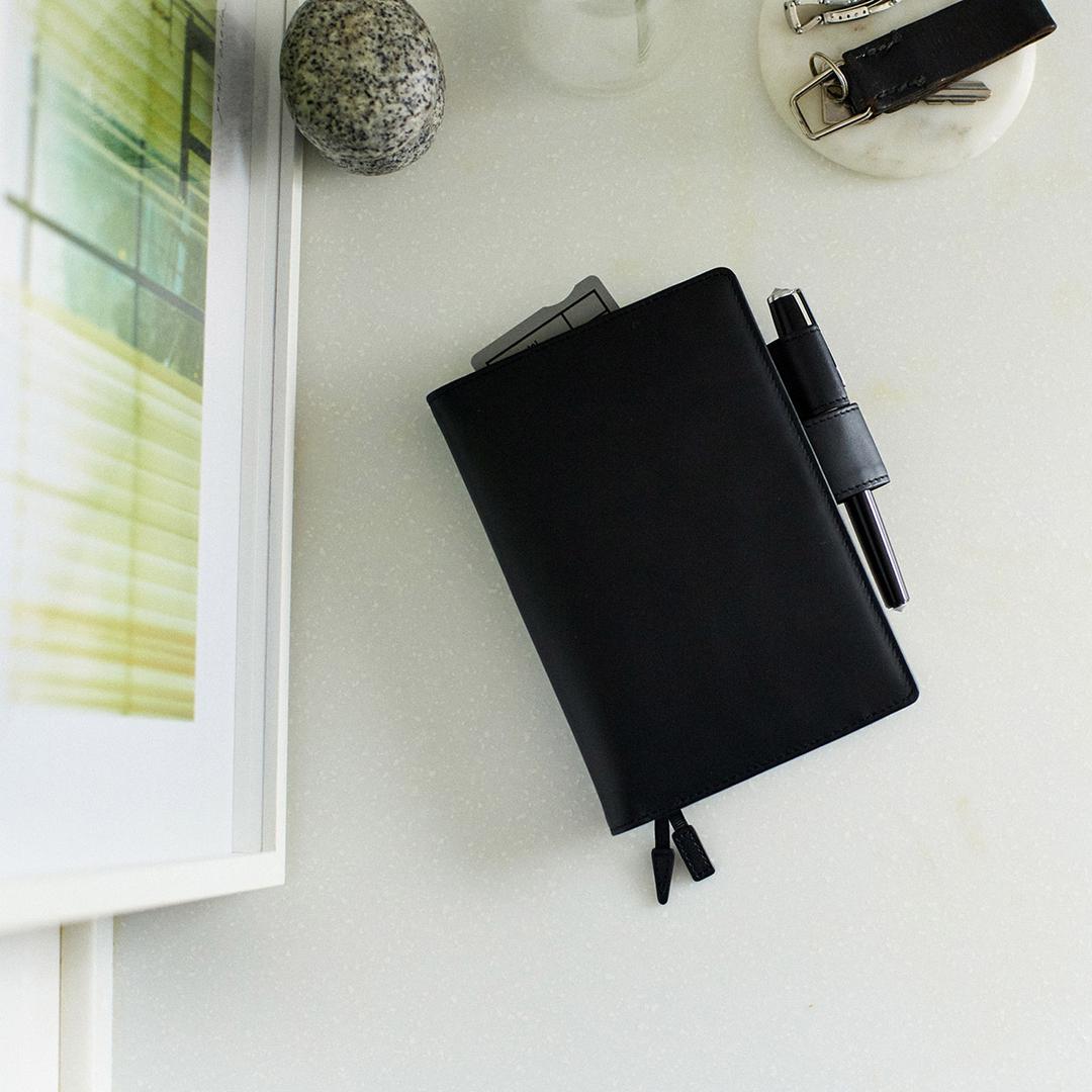 Leather: TS Basic - Black A6 Original Size - Techo Lineup - Hobonichi Techo 2025
