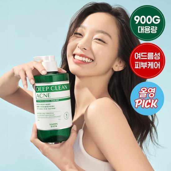 [대용량] 해피바스 딥클린 시카티트리 등드름 바디워시 900g 3종 택1