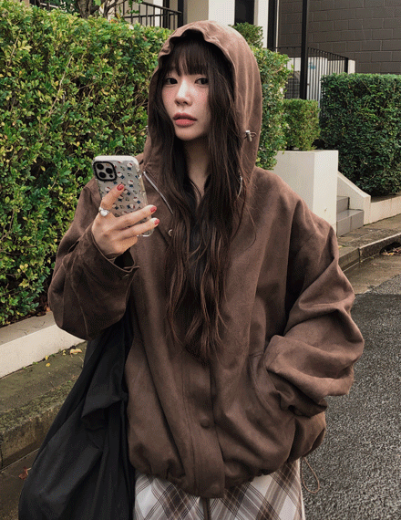 빈블 [자체제작/빈티지/루즈핏] @vinvle made, 모드코 스웨이드 후드 자켓