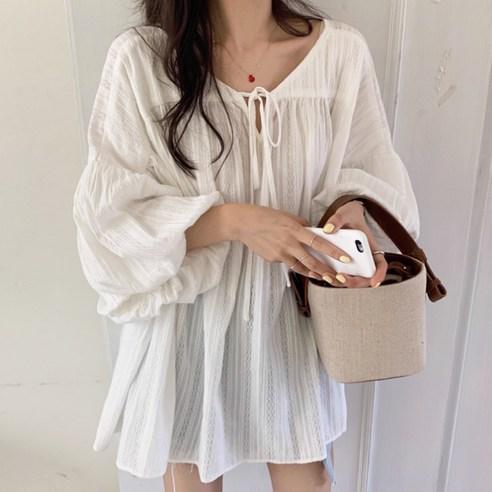 메이킹유 긴팔 리본끈 루즈핏 화이트블라우스 데일리 1689A올스블라우스 - 상의류 | 쿠팡