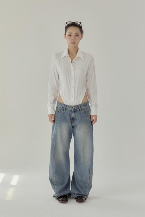 로우 커브드 디테일 데님