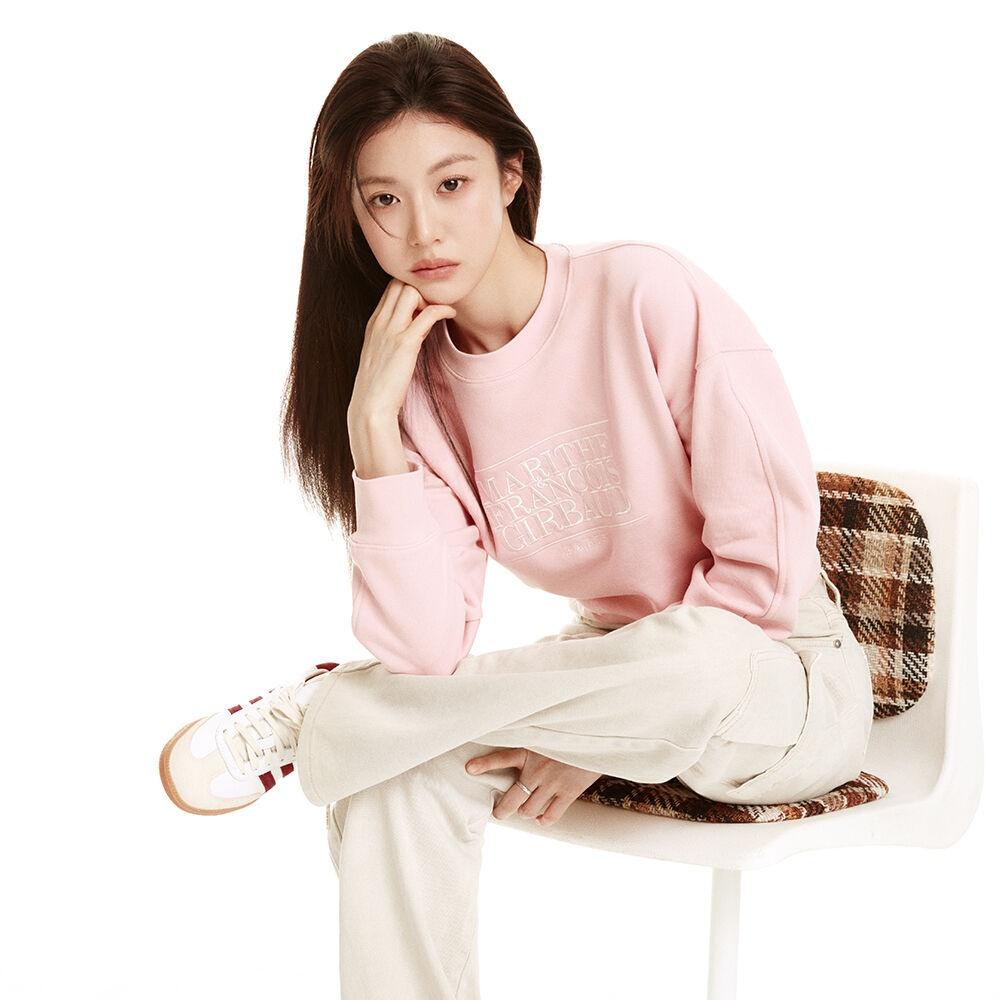 W CLASSIC LOGO CROP SWEATSHIRT baby pink