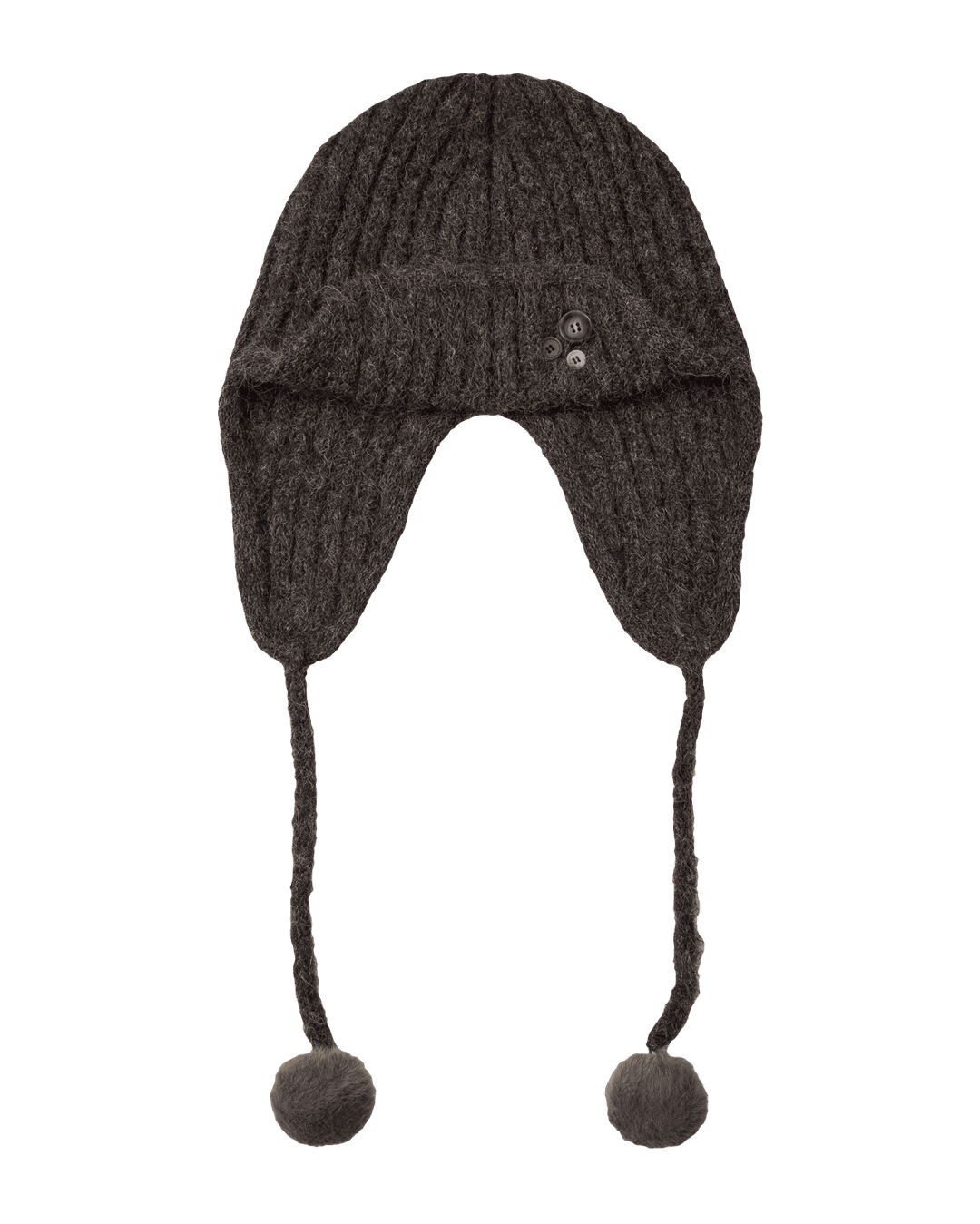 [10/17 예악발송] BUTTON KNIT TROOPER BEANIE [DARK BROWN]