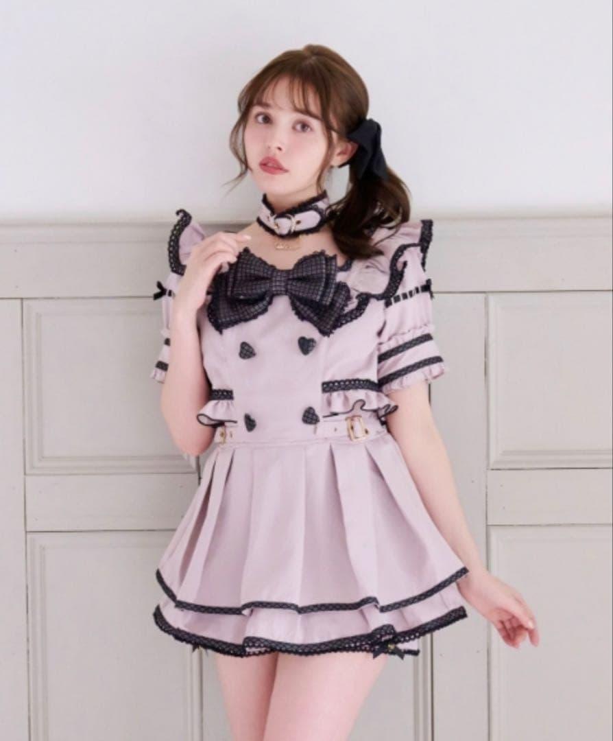 リズリサ　チョーカートレンチライクセットアップ　ピンク