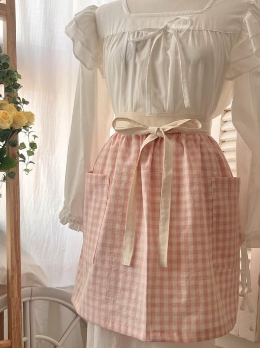 [빅사이즈 가능] 멜란지 체크 허리앞치마