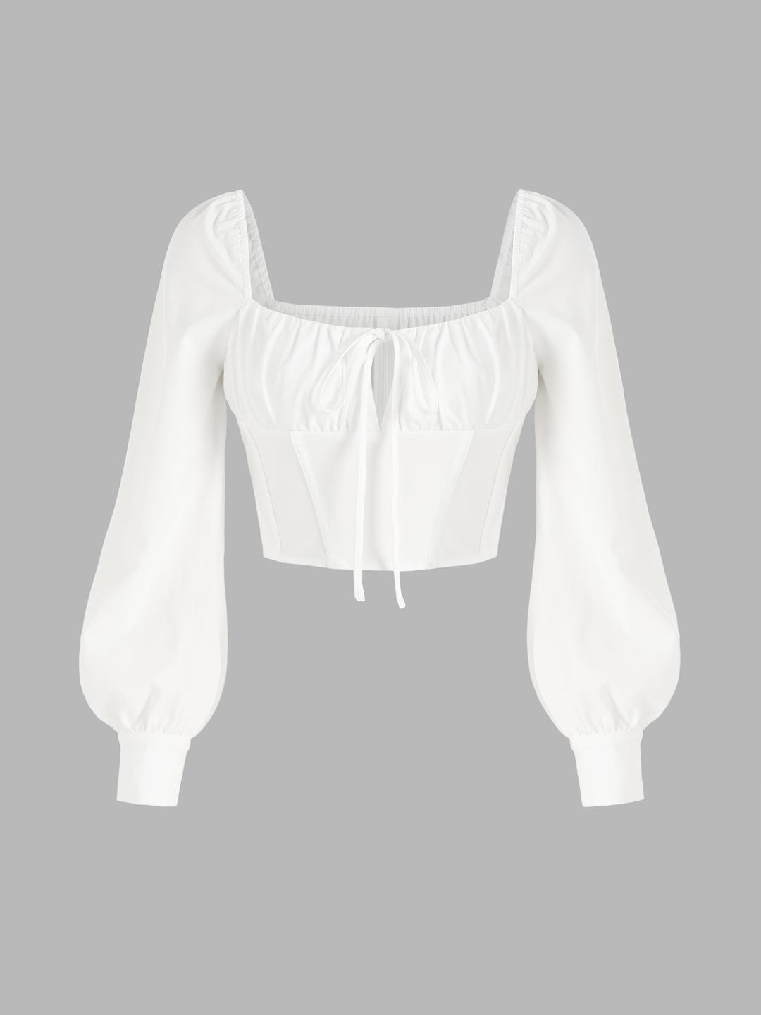 Solid Square Neck Corset Blouse