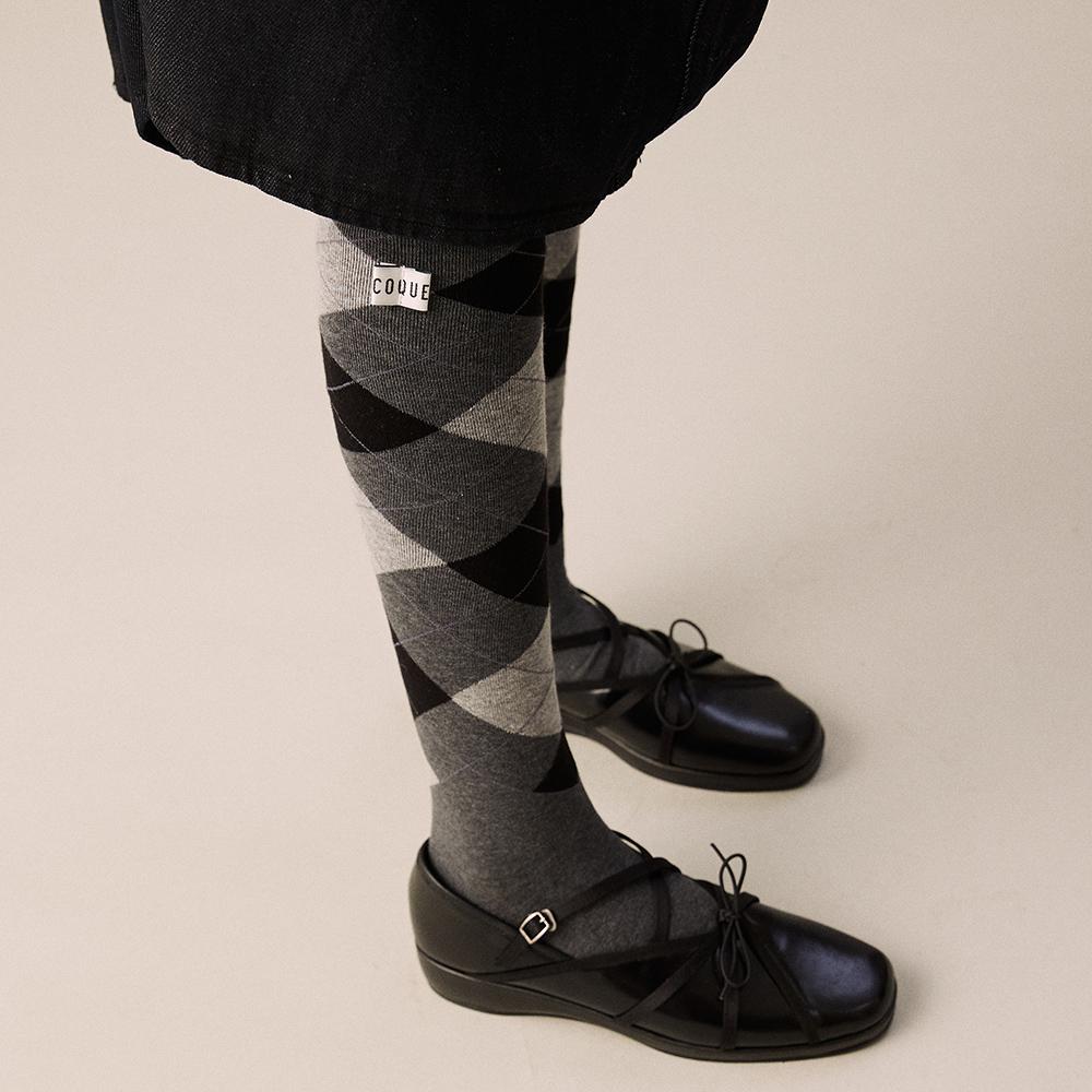 ARGYLE OVER KNEE SOCKS CHARCOAL