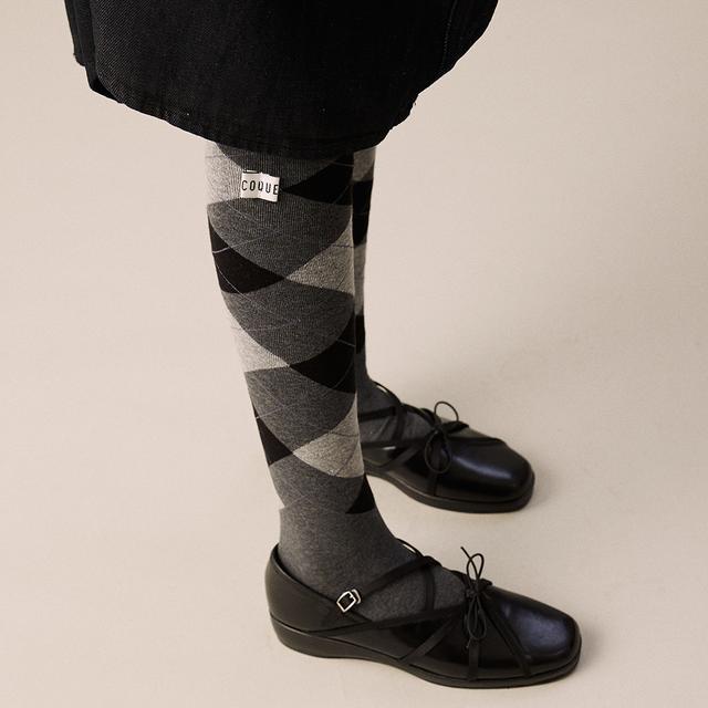 ARGYLE OVER KNEE SOCKS CHARCOAL