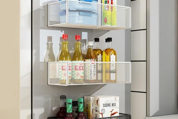 주방 마그네틱 냉장고 세탁기 옆 틈새공간 활용 자석 철제 수납 바구니