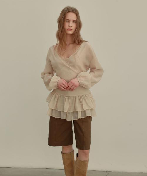 FRILL BLOUSE SET-UP [ BEIGE ]