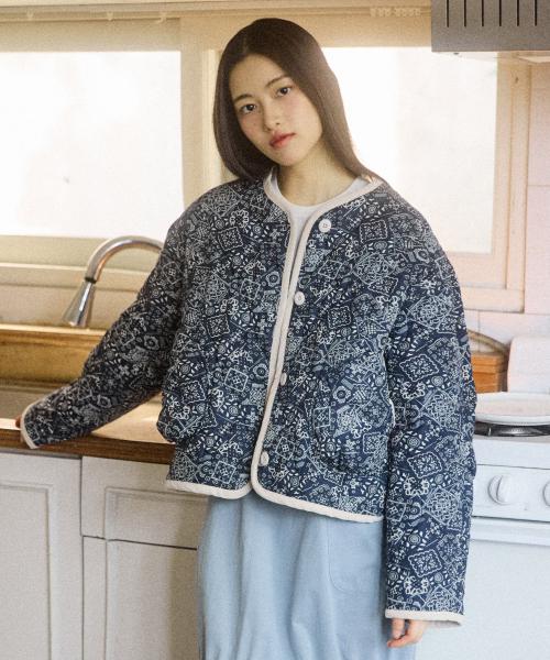 W PADDED PRINTING JUMPER [NAVY]