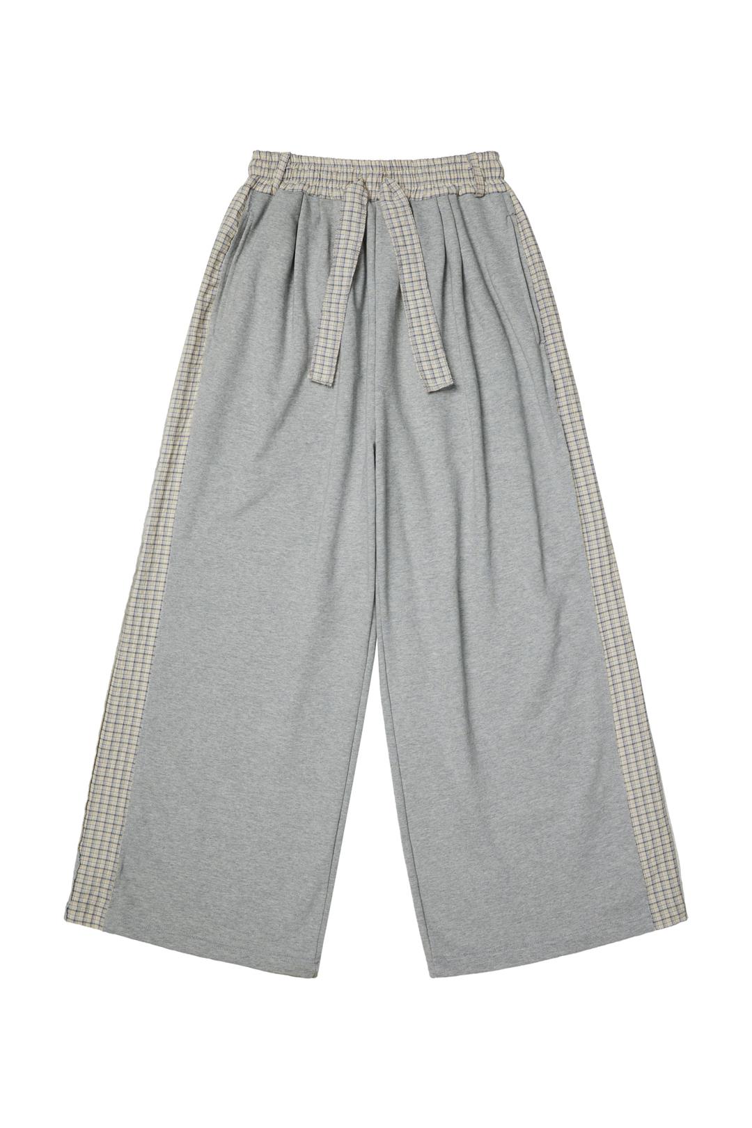 DEINET CHECK POINT SWEAT PANTS IN MELANGE GREY