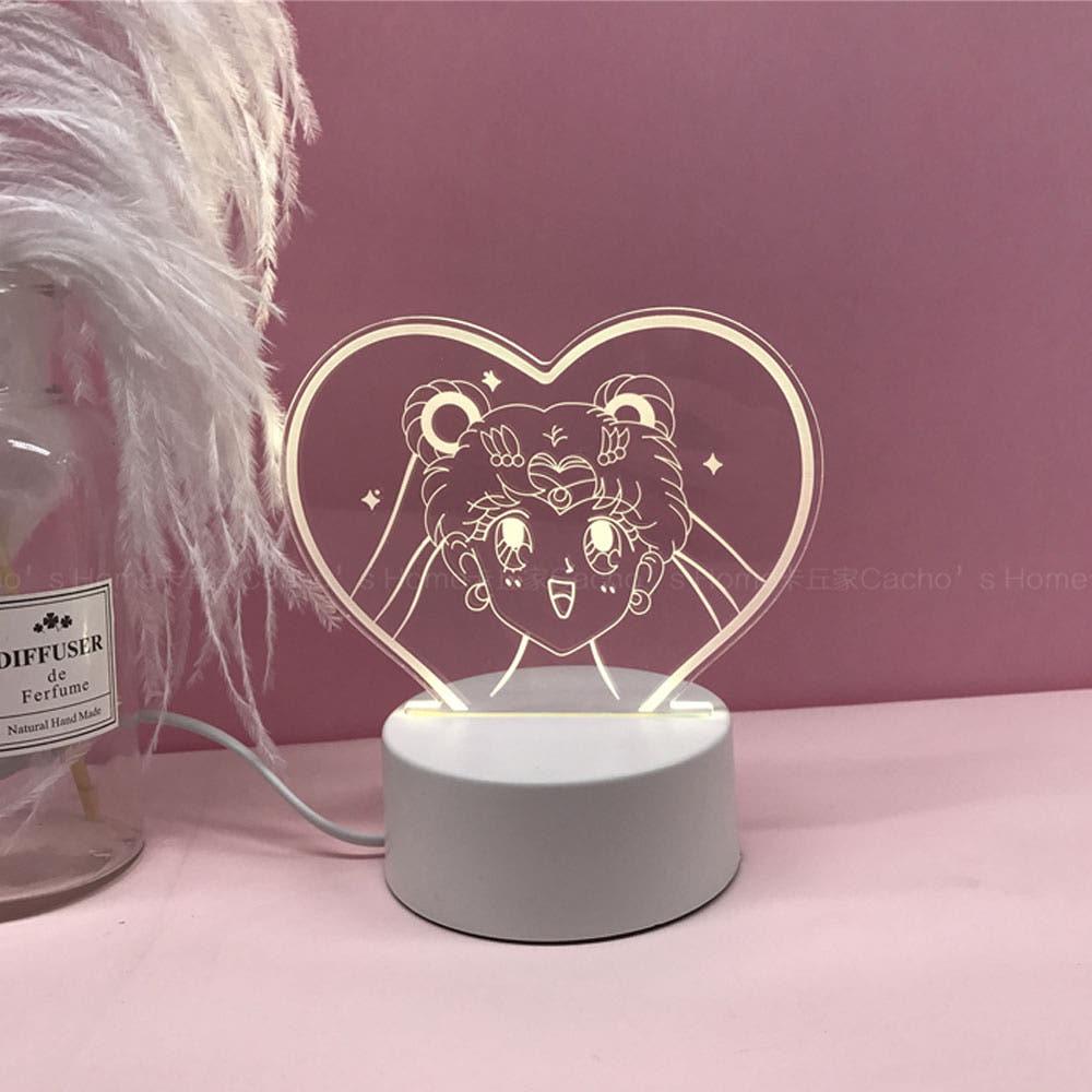 세일러문 LED램프 무드등 인테리어 등 소픔 캐릭터 램프 선물용 아기자기 카페 빈티지