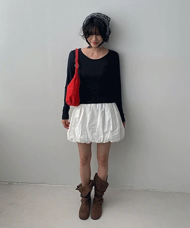 블리스 미니 벌룬 코튼 스커트
