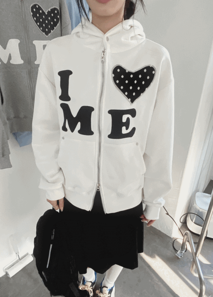 묘랑 [당일출고] Love me! ♥ hood zip-up (2color)