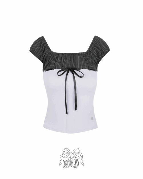 [♡MADE♡] devil puff tone & satin top
