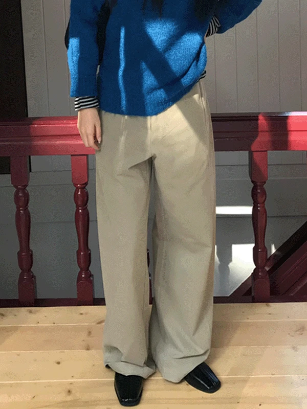 하이웨스트 피치 코튼 팬츠