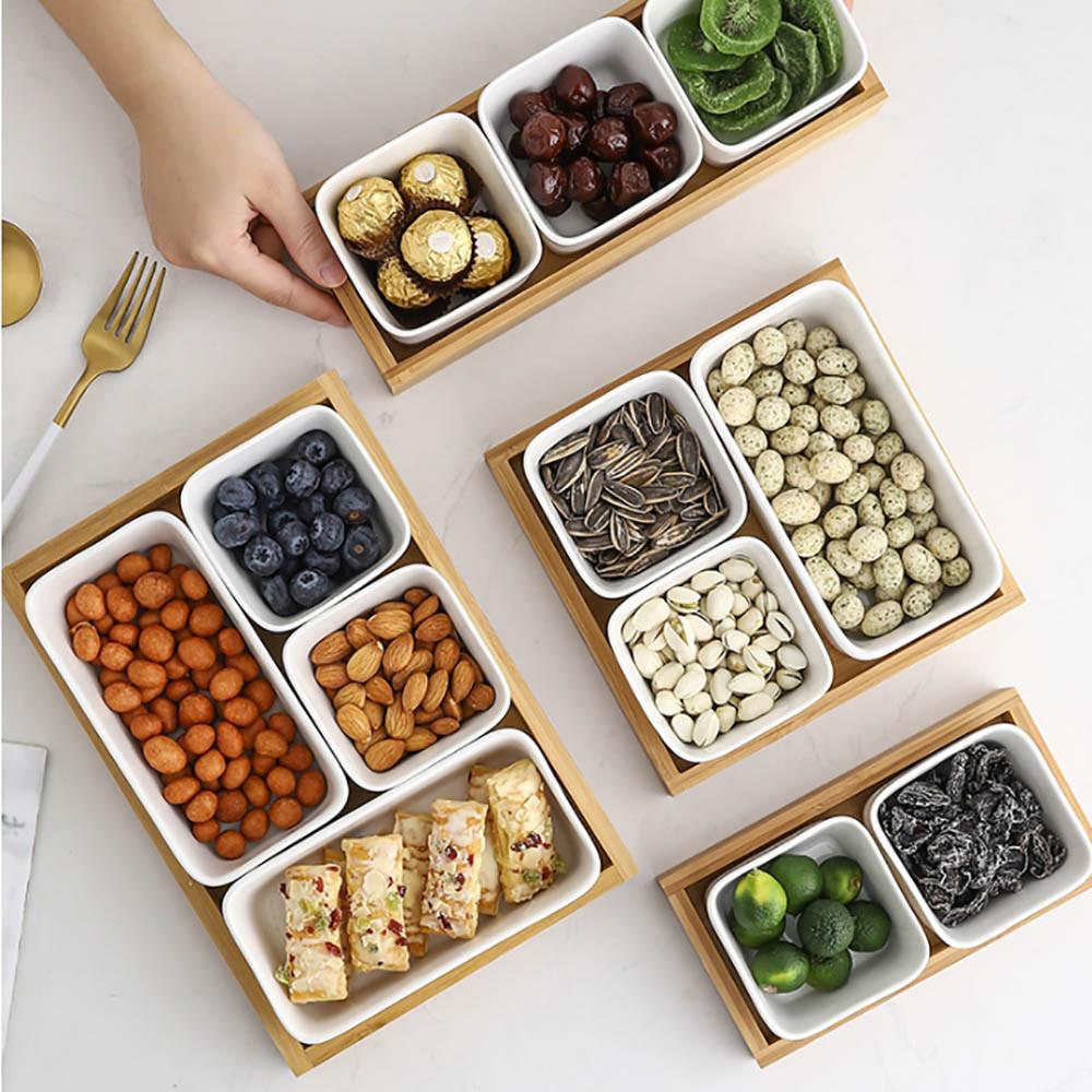나눔 접시 과일 소분 그릇 찬기 세트 사각접시2+트레이