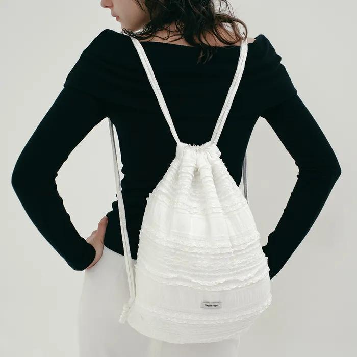 [3차 리오더] LACE FRILL STRING BAG (WHITE)