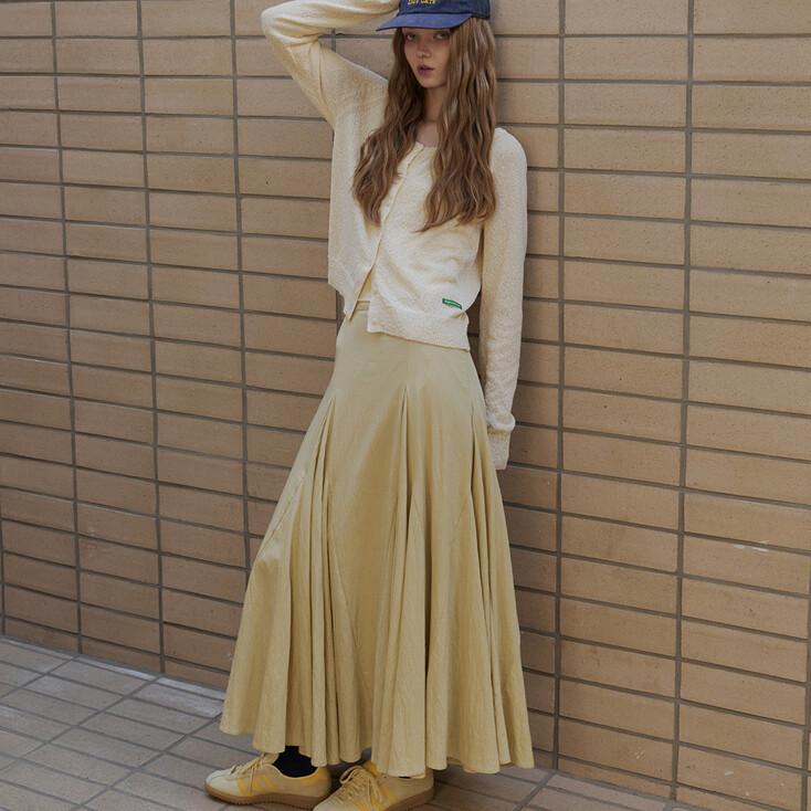 Flare Section Long Skirt (Olive)